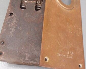 Antique Corbin lock 1906 patent bank vault lock spring - loaded latch set distressed industrial home decor with patina great display item