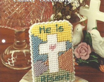 Plastic Canvas Pattern Easter Blessing - Plastic Canvas Cross, Religious, He Is Risen, Picture, Home Decor