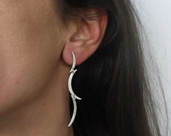 Long dangle earrings, silver earrings, drop earrings, silver dangle earrings, dangly earrings, geometric earrings, minimalist earrings,