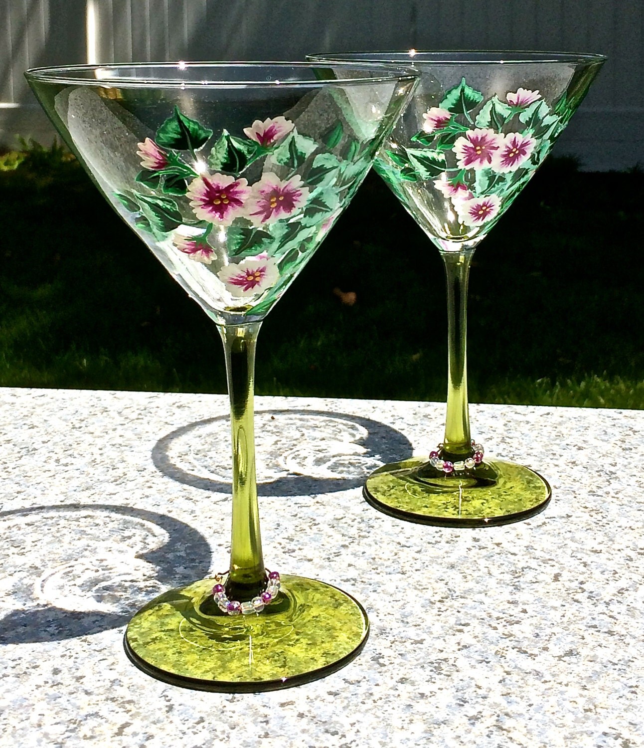 Hand Painted Martini Glasses With Flowers And By Ipaintitpretty   Il Fullxfull.962309480 Ar11 