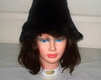1960s Fur Cloche Hat - Ladies - Black