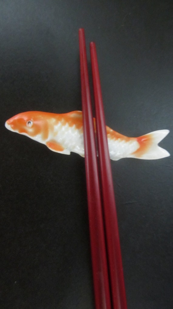 Japanese Hashioki Chopstick Holder Vintage Carp Koi