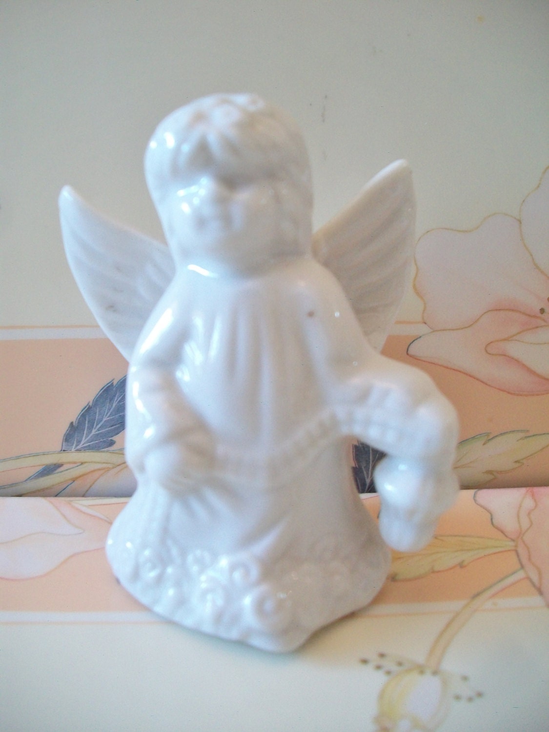 White Porcelain Angel Figurine Lantern Christmas Decor