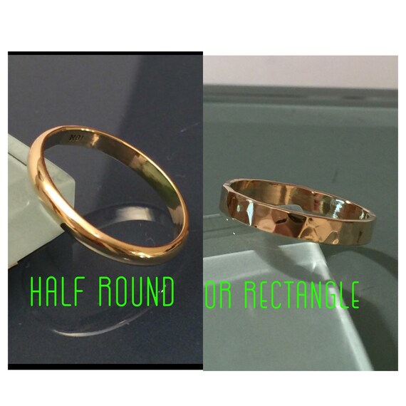 18k Gold Half Round Band Ring Smooth Finish by EllynBlueJewelry