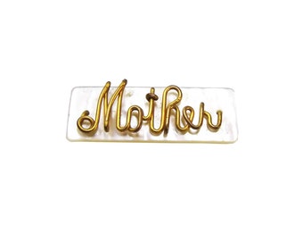 Vintage Mother Gold Wire Mother of Pearl Shell Brooch - Vintage gold brooch - Antique Mother's Day Brooch - Mother's Day Pin 217