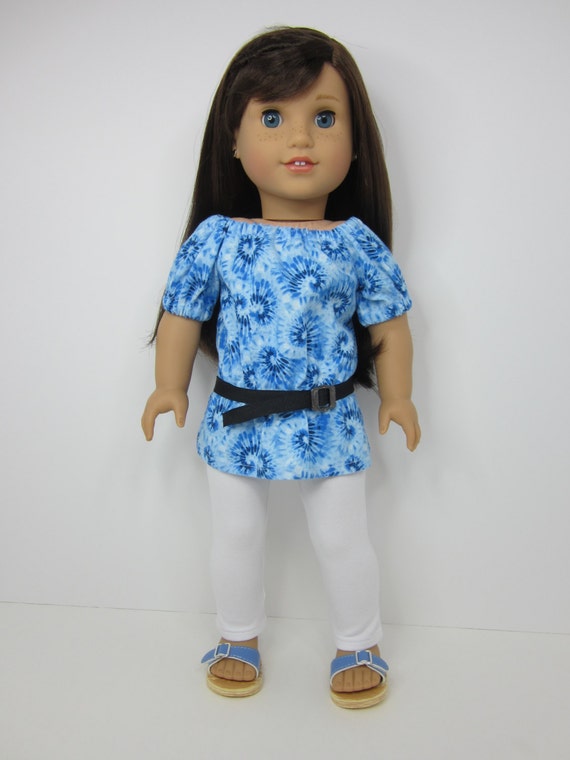 American girl doll clothes Blue print UK top by JazzyDollDuds