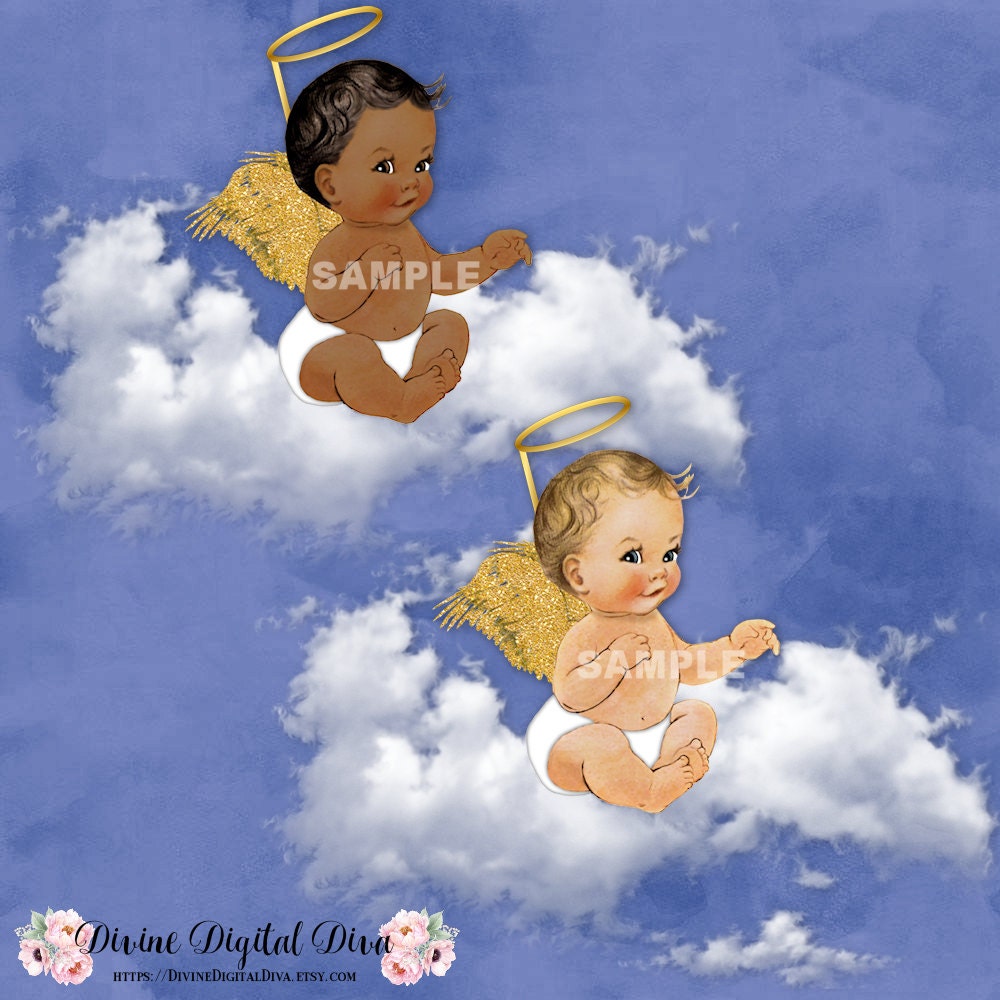 Little Prince Angel on Cloud Gold Glitter Wings & Halo