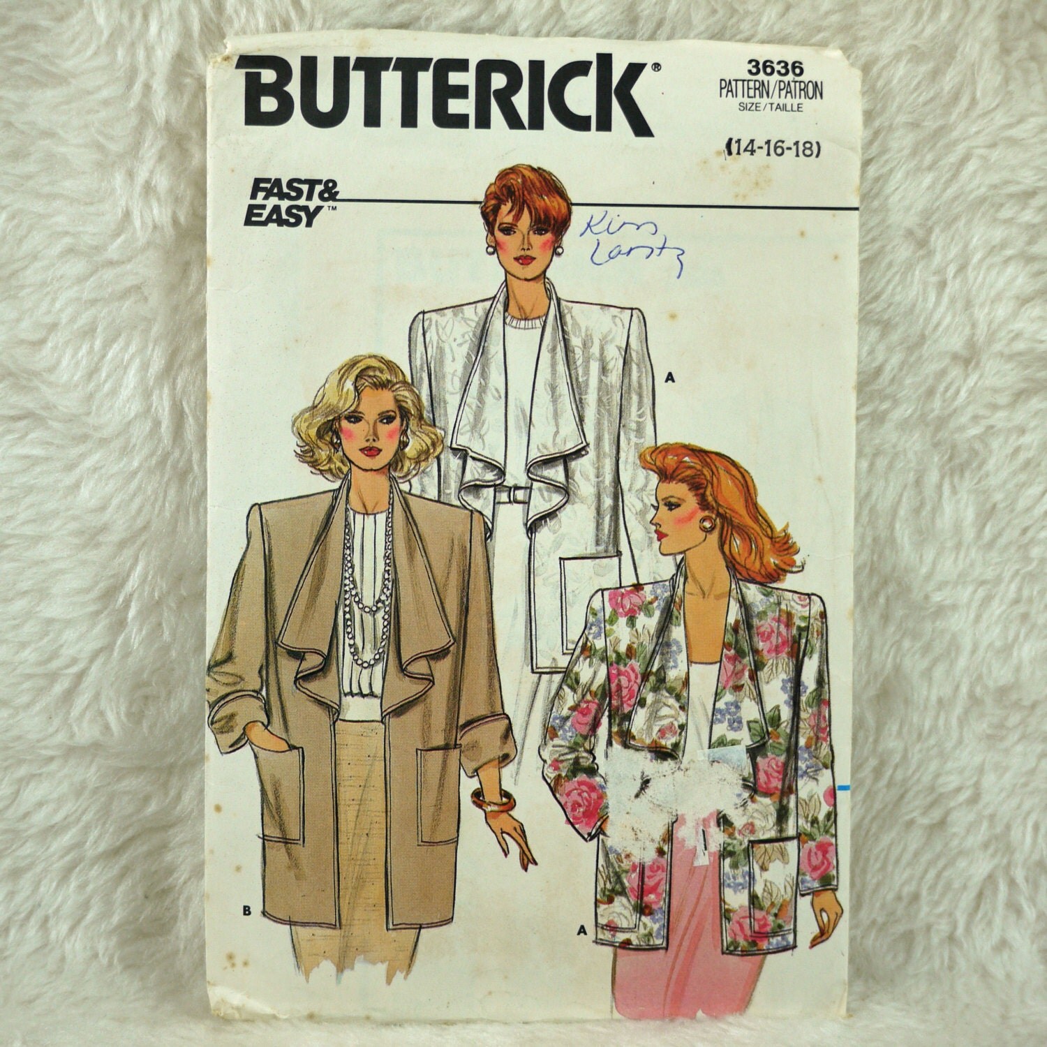 Jacket M L Butterick 3636 Pattern for Women Loose Boxy