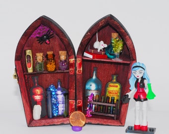 Miniature mad scientist laboratory Monster High potion bottles chemistry experiment