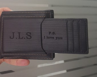 Mens Wallet, Personalized Wallet, Engraved Mens Wallet, Leather Wallet, Gift For Men, Monogram Wallet, Fathers Day, Christmas Gift, Mens