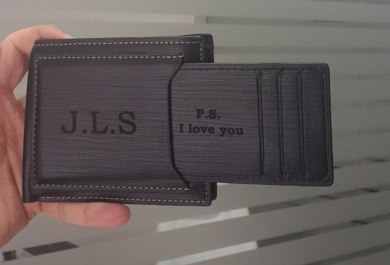 Mens Wallet, Personalized Wallet, Engraved Mens Wallet, Leather Wallet, Genuine Leather, Monogram Wallet, Fathers Day, Christmas Gift, Mens