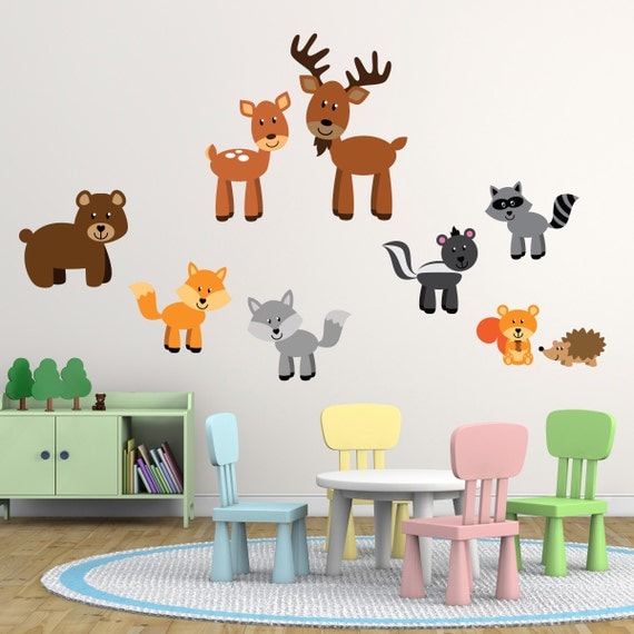 Forest Animal Wall Stickers Woodland Wall Decals Animal Wall