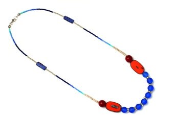 Blue Sea Glass Necklace - Ocean Necklace - Beach Glass Necklace - Long Beaded Necklace - Seaglass Beach Necklace - Sea Glass Jewelry