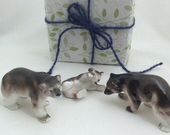 Miniature Bear Family, Bear Miniatures, Bone China Bears, Bone China Miniatures, Animal Miniatures, Miniature Animals, Miniature Bears