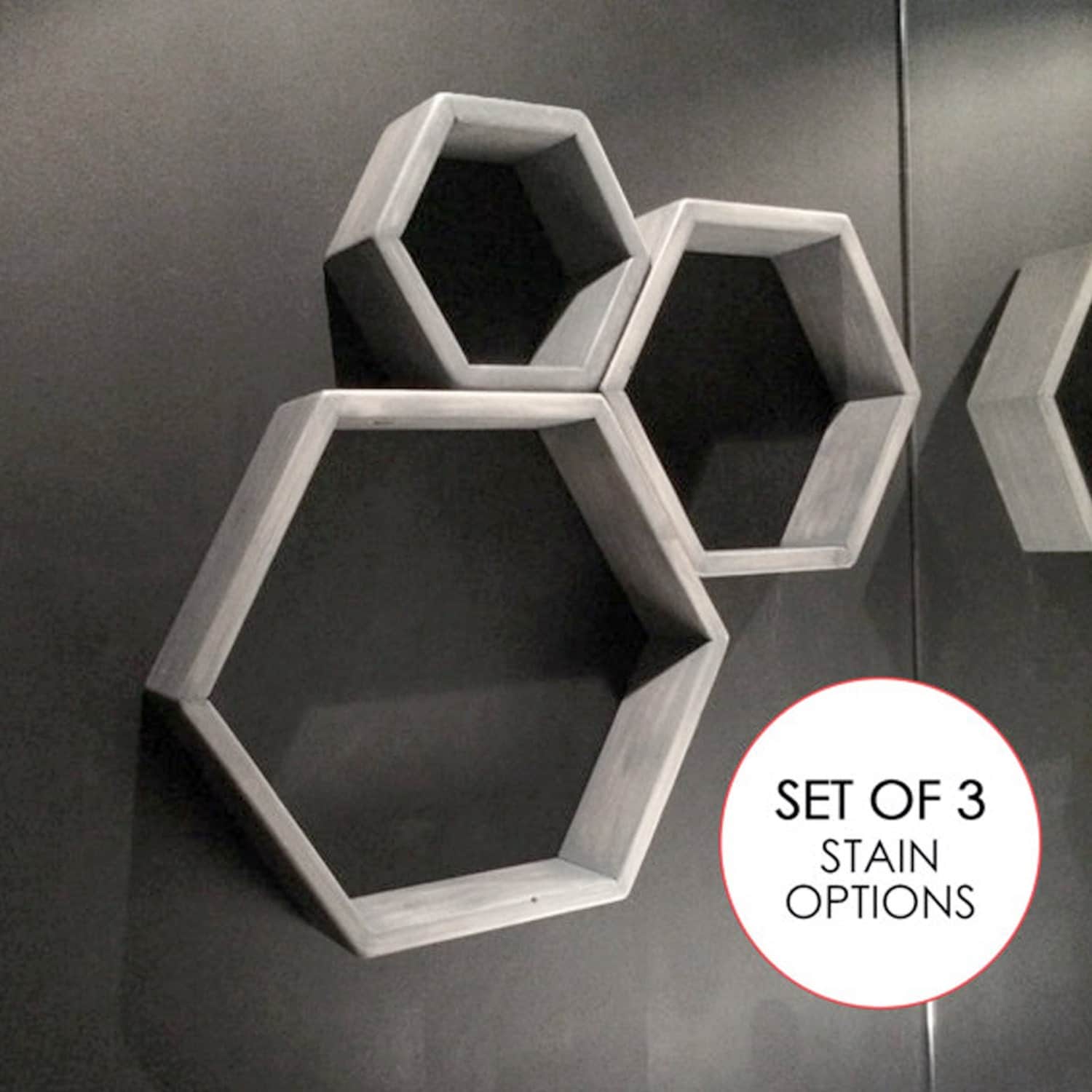 SALE Set of 3 Hexagon Floating Shelves 8 12