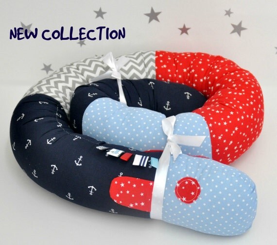 SALE Baby Bumper Snake Pillow Baby Boy Cot Bumper by LulaluDesign