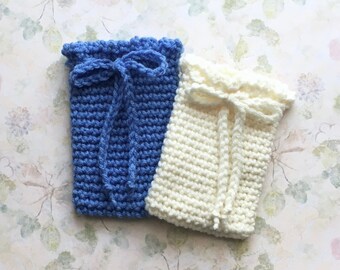 Crochet Gift Bag Small Treat Bag in Lilac by KathysYarnCreations