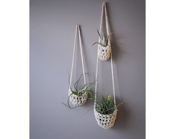 Hanging Planter, Boho Decor, Air Plant Holder, Hanging Tillandsia Pod, Vertical Garden, Air Plant Pod, Cotton Plant Hanger, Air Plant Basket