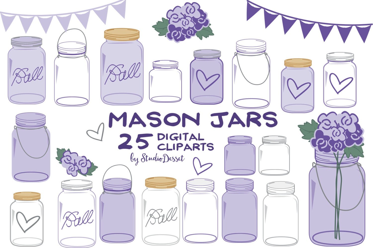 Purple Mason Jars Cliparts Lavender Mason Jar Clipart Rustic