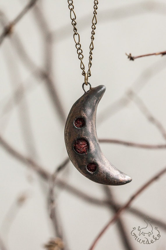 Aromatherapy necklace Young moon Ceramic pendant by Murdeko