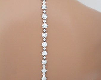 Bridal Backdrop necklace, Crystal Wedding necklace, Long Backdrop necklace, Statement necklace, Rhinestone necklace, CZ necklace, Halo