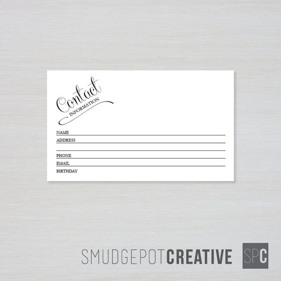 Free Printable Contact Information Cards