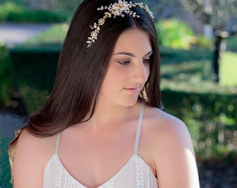 GEORGIA | Bridal Headband, Bridal headpiece, Wedding Accessories, Wedding headpiece, Pearl and flower Headpiece