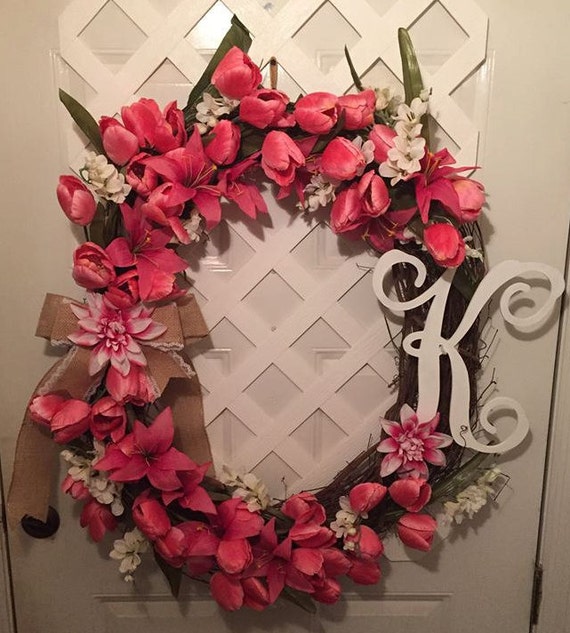 Tulips- Everyday Wreath - Garden Wreath - Garden Decor - Front Door Wreath - Summer Decor - Housewarming Gift - Summer Wreath - Gift For Her