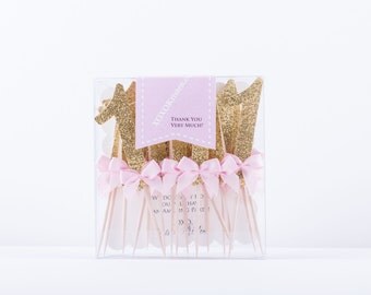 Pink and Gold First Birthday Decorations. Glitter Gold Number Cupcake Toppers First Birthday Party Decorations