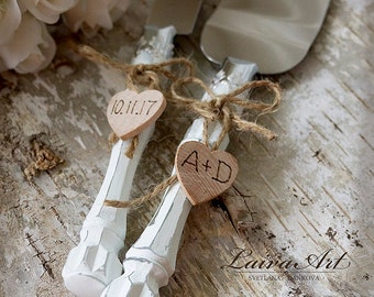 Rustic Wedding Cake Server Set & Knife Cake Cutting Set Wedding Cake Knife Set Wedding Cake Servers Wedding Cake Cutter Cake Decoration