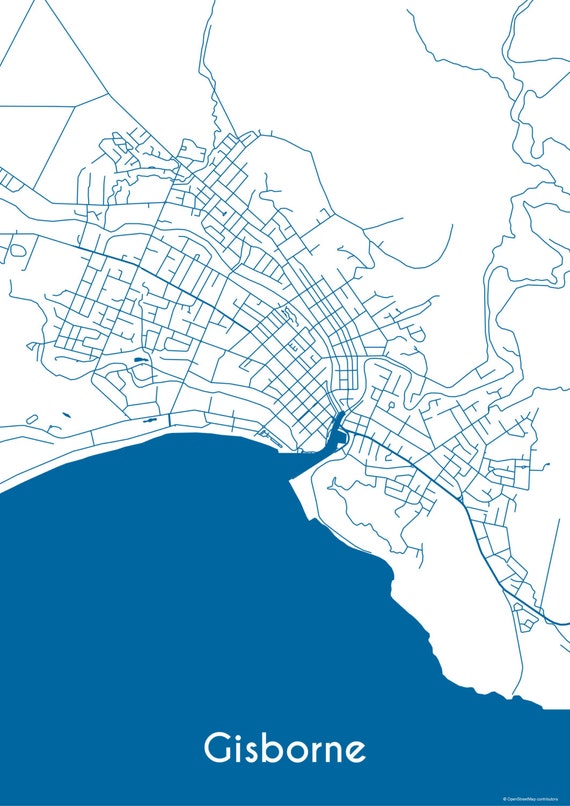 Gisborne Map Roads Gisborne Print City Map Art of
