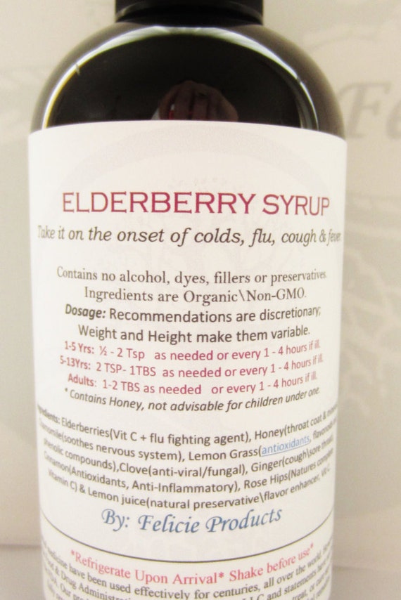 Organic Elderberry Syrup Cold Cough & Flu by FelicieProducts