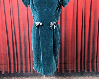1950's Green Velvet Dress