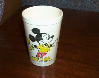 REDUCED: Vintage Walt Disney Productions 5oz Plastic Juice Cup by Eagle Featuring Mickey, Donald, Pluto and made in USA