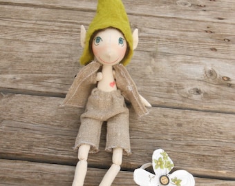 Unique Fabric Doll , Christmas Dolls , Unique Elf Doll , Organic Doll , Elf Fabric Doll, Natural Fabric Doll, Waldorf Fabric Doll, Elf Doll