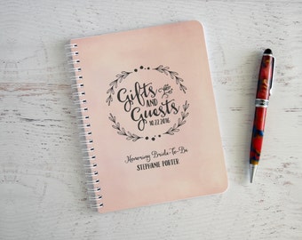 Rustic Bridal Shower Gift List Personalized Guest Book Spiral Notebooks Small Note Books Gifts Bridesmaid Gifts Stocking Stuffer NB1012