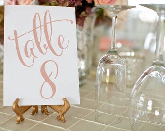 Rose Gold Wedding Table Numbers ⋆ 1-50 Printable Wedding Table Numbers ⋆ Rose Gold Wedding Decor ⋆ DIY Table Numbers ⋆ 5x7 ⋆ #KKD105