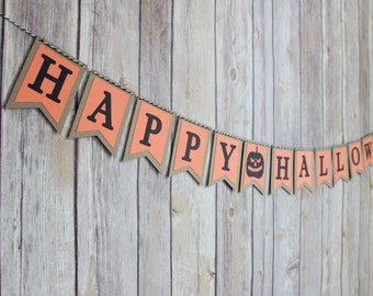 Happy Halloween Banner, Pumpkin Banner, Happy Halloween Home Decor, Trick or Treat Banner, Halloween Decorations