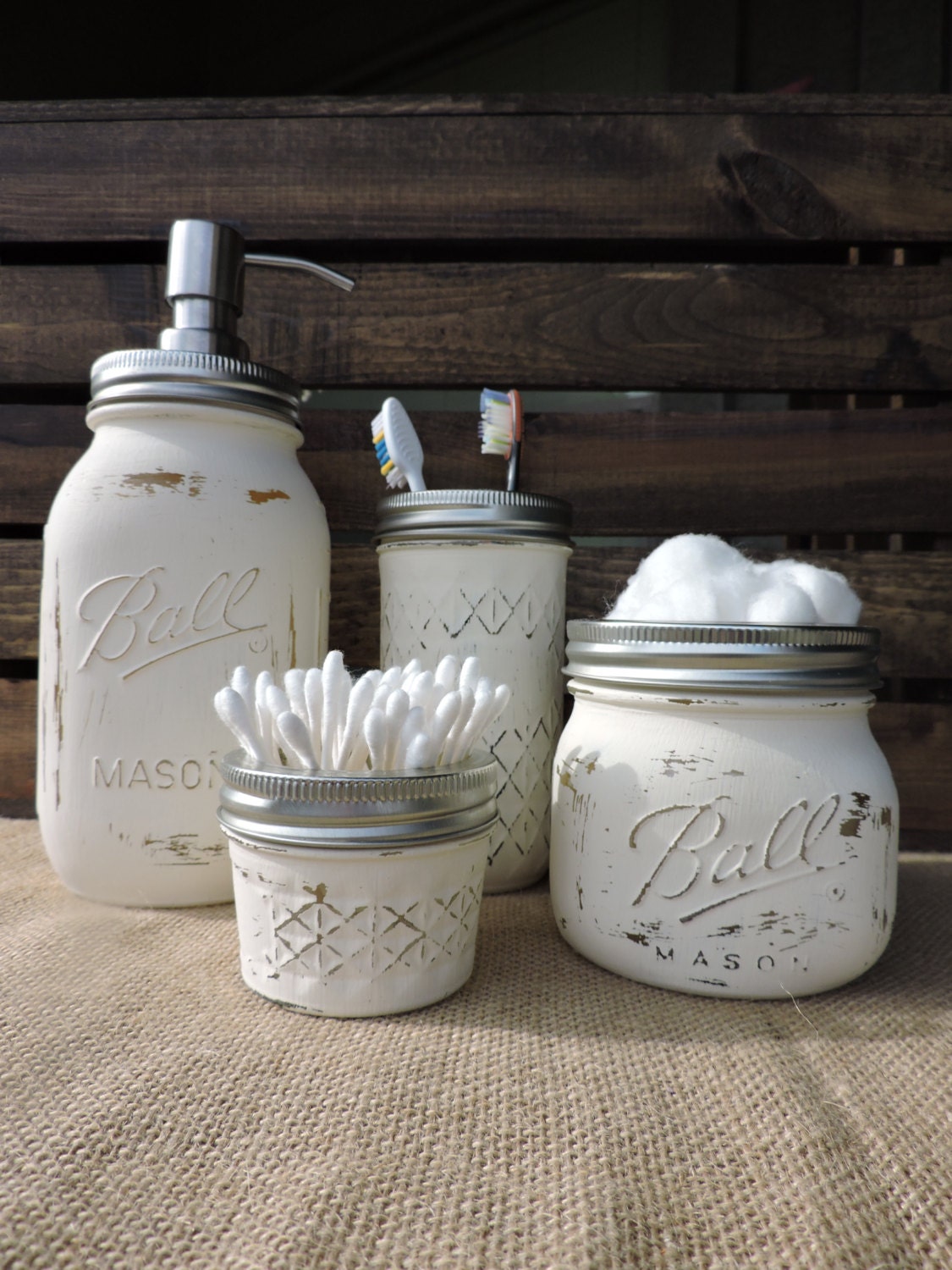 Mason Jar Bathroom Set Mason Jar Bath Set Mason Jar Decor