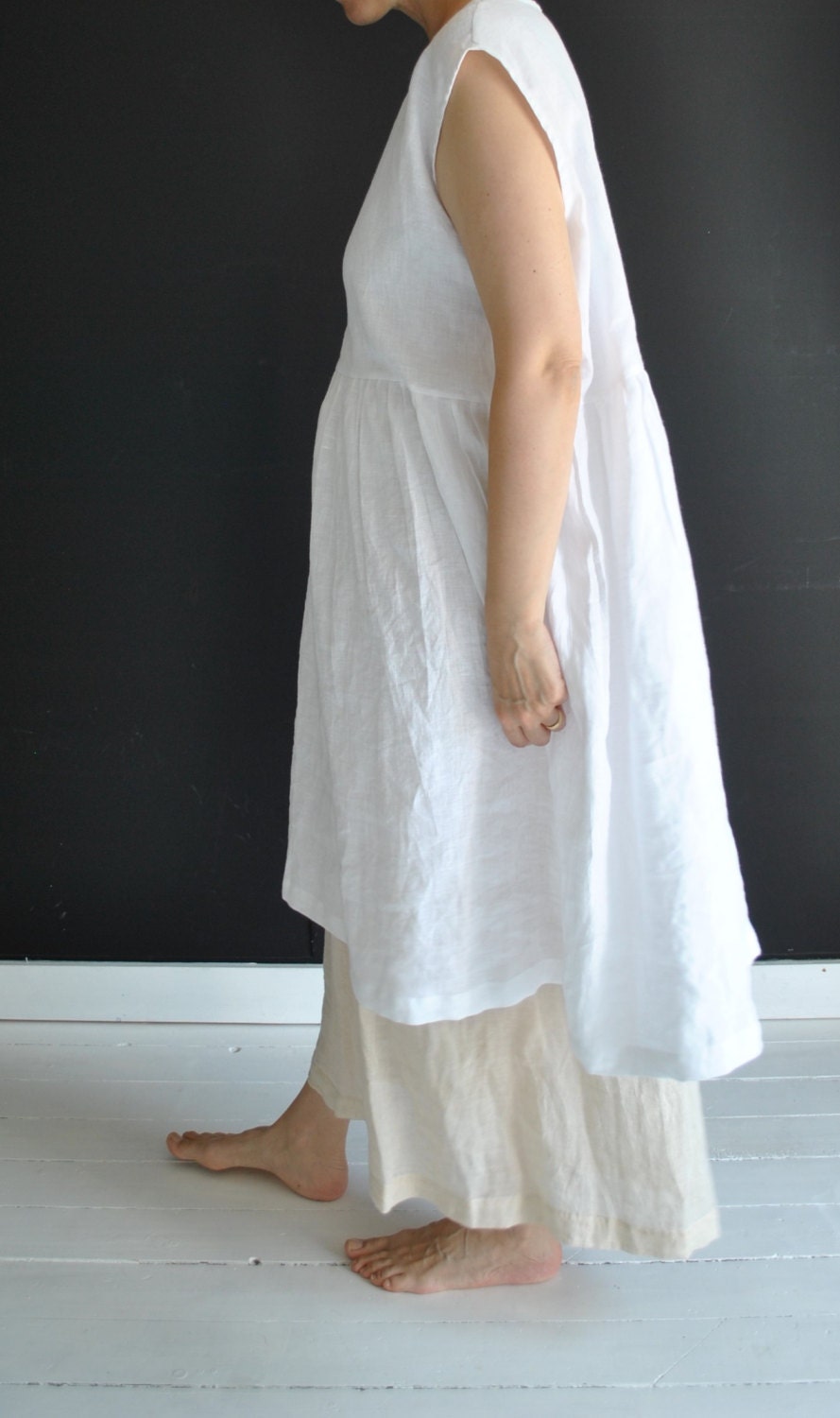 Handmade white dress made from finest Linen by YOUSAKO on Etsy