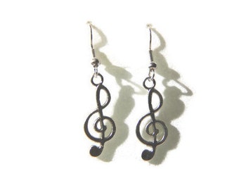 Treble Clef Earrings, Music Note Earrings, Treble Clef Jewelry, Musician Earrings