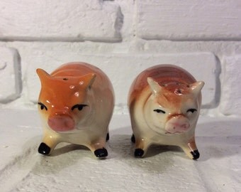 Vintage Pair of Hog/Pig Salt & Pepper Shakers, Made in Japan.