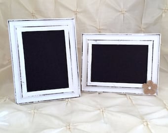 Chalkboard Frame White Distressed Wood Frame W or W/O Burlap Rose Table Number Birthday Party Shower Decor Picture Frame Chalkboard Sign