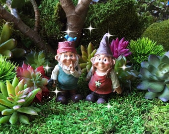 Fairy garden gnome couple, miniature garden gnome, miniature gnome girl, girl gnome, fairy gnome, cute gnome, miniature garden gnome