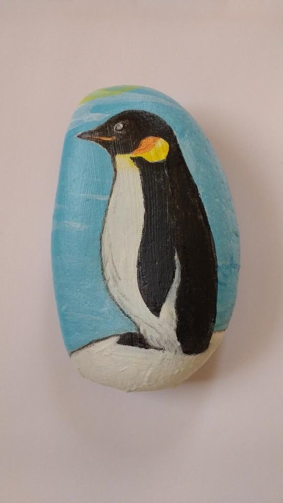 Items similar to Penguin - Hand Painted Stone. on Etsy