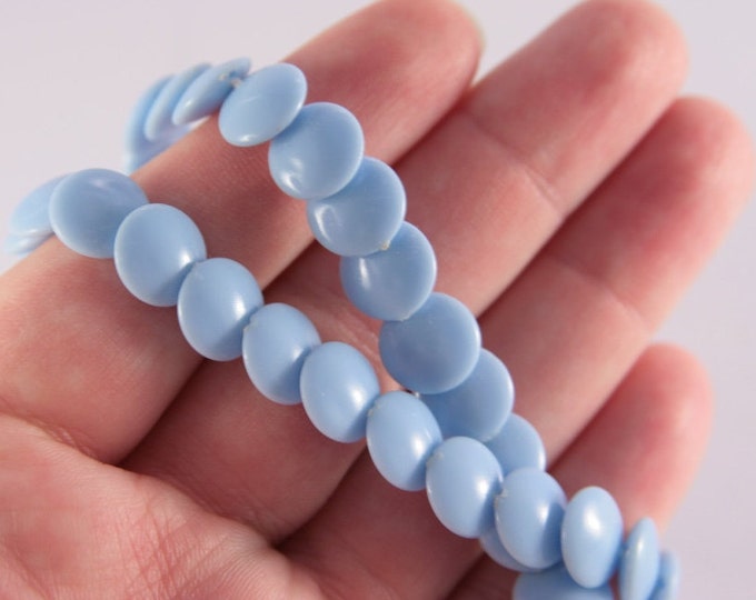 Vintage Jewelry Blue Necklace Baby Light Blue Button Pills Like Choker