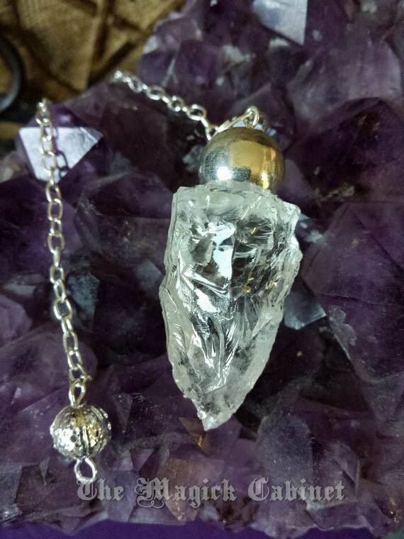 Pendulum Rough Cut Crystal Quartz Divination by TheMagickCabinet