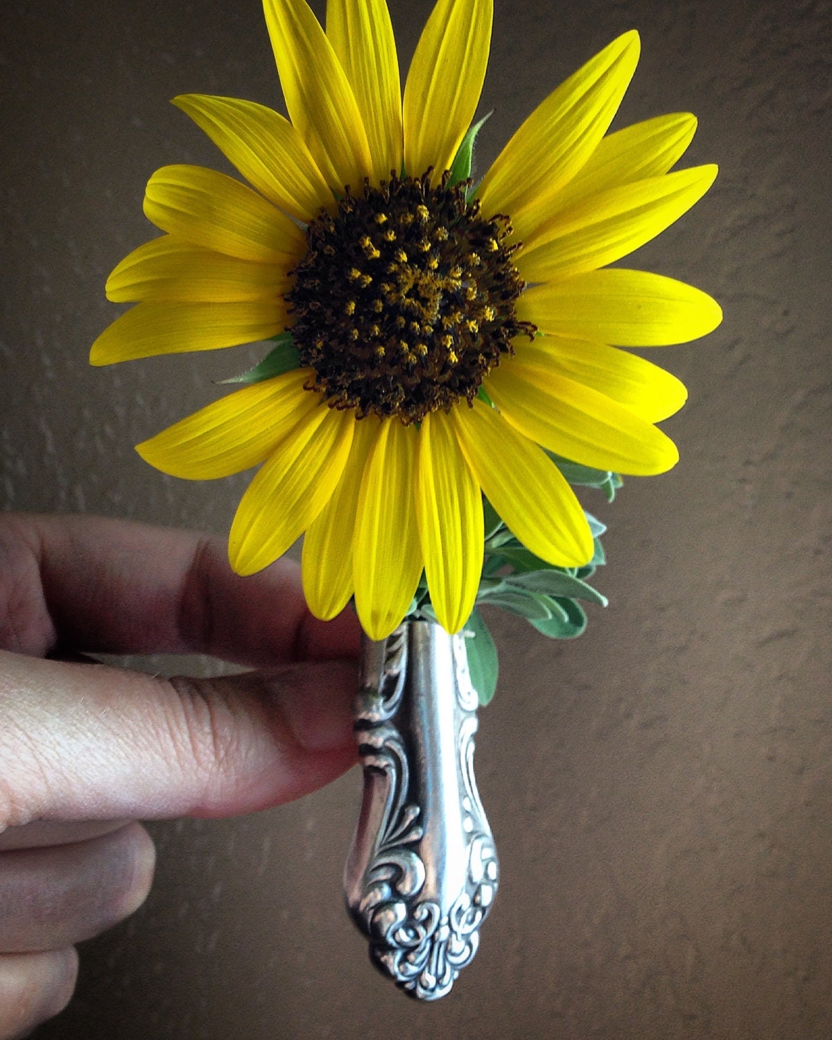 Flower Vase Boutonniere Lapel Pin Vintage Silverware