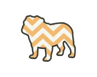 Silhouette Bulldog Applique Designs Machine Applique Embroidery Designs 5 Size - INSTANT DOWNLOAD
