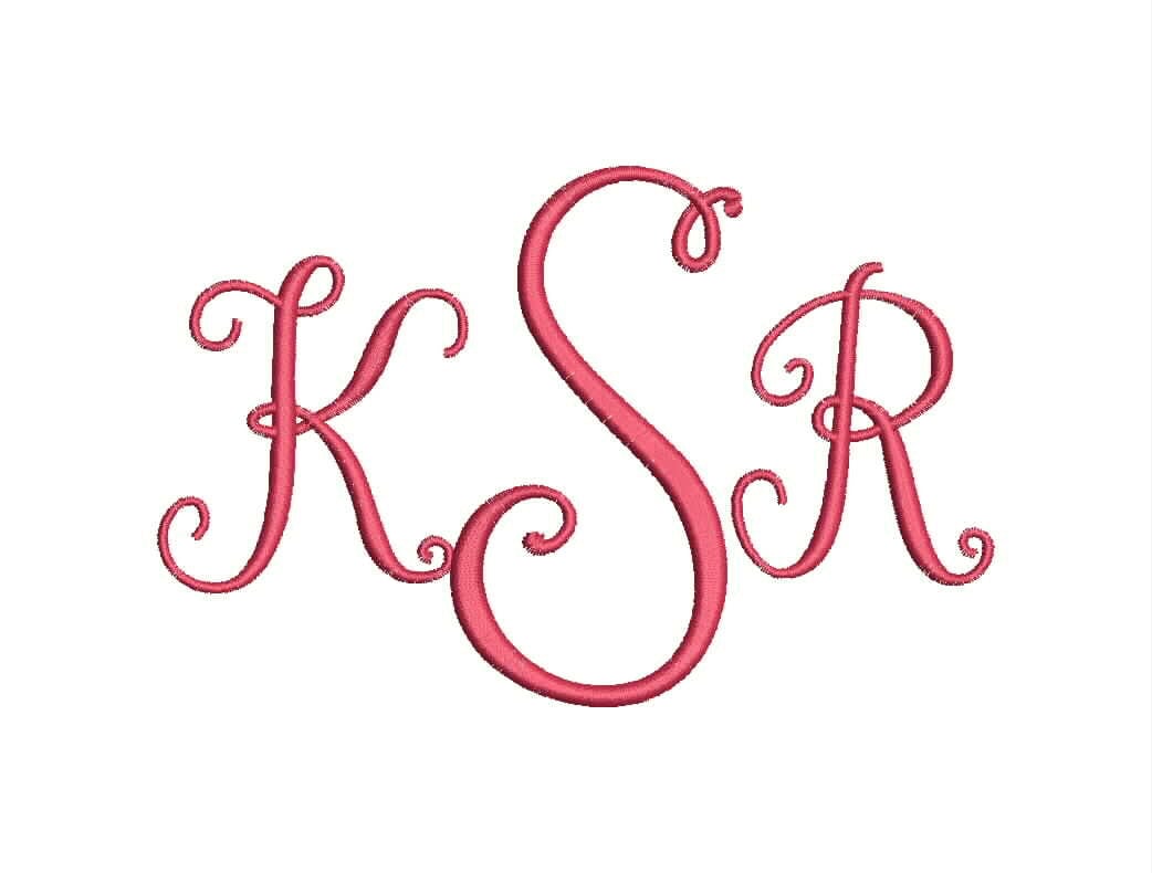 Stylish 3 Letter Monogram Font Machine Embroidery Monogram